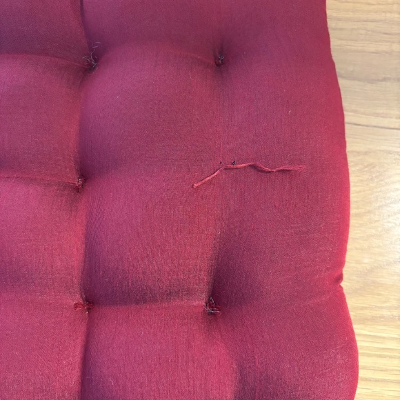 Vintage 90s Chair Cushions with Back Ties - Set of Four - Red - 17" w x 16" d - Picture 6 of 7